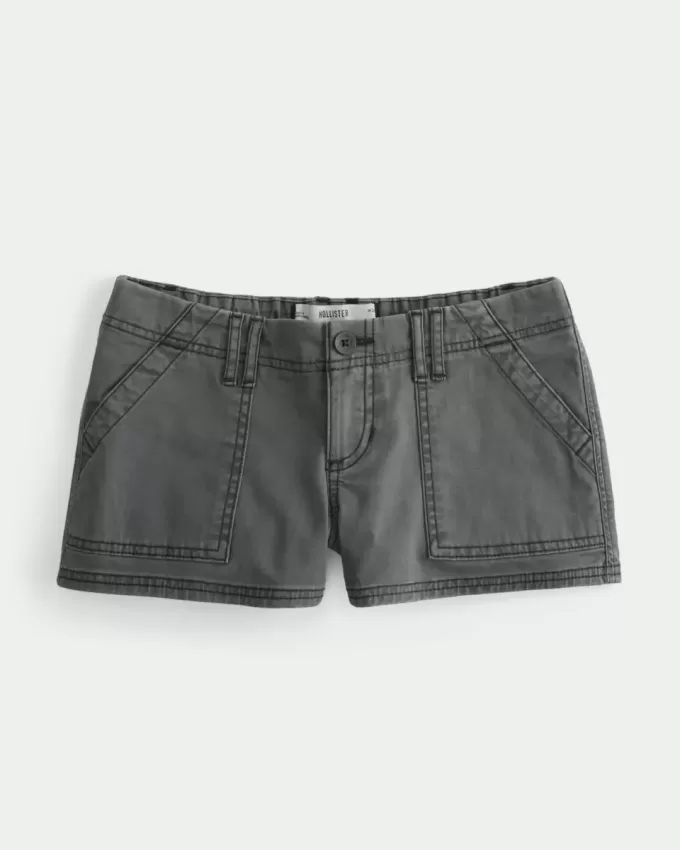 Mini pantaloni scurți din twill cu talie ultra joasă