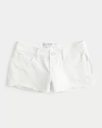 Mini pantaloni scurti din denim alb, cu talie joasă