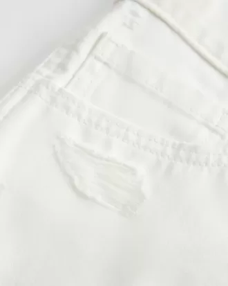Mini pantaloni scurti din denim alb, cu talie joasă