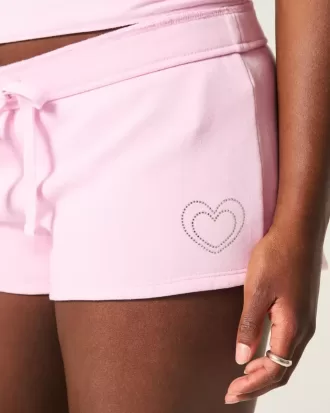Mini pantaloni scurti din fleece grafic Heart