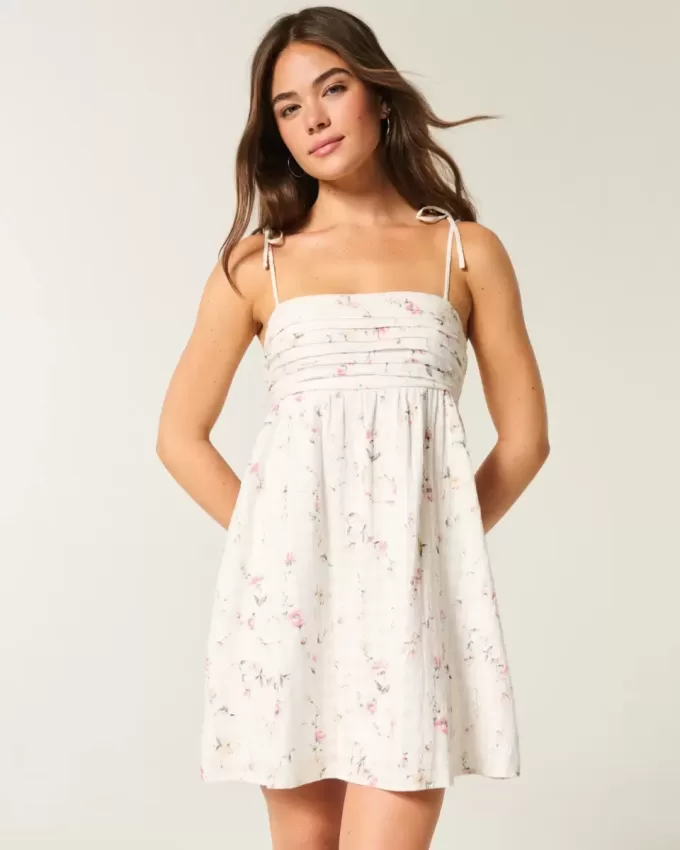 Mini rochie babydoll cu bretele