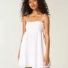 Mini rochie babydoll cu bretele
