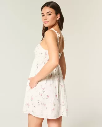 Mini rochie babydoll cu bretele