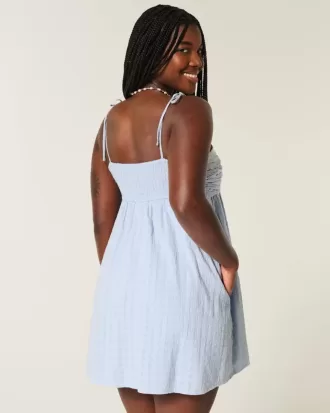 Mini rochie babydoll cu bretele