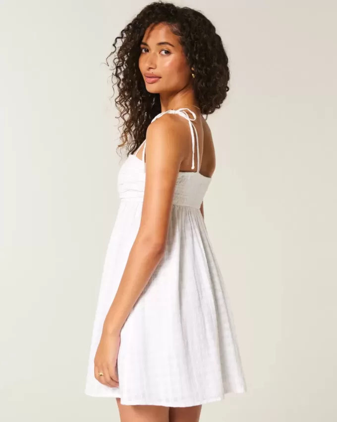 Mini rochie babydoll cu bretele