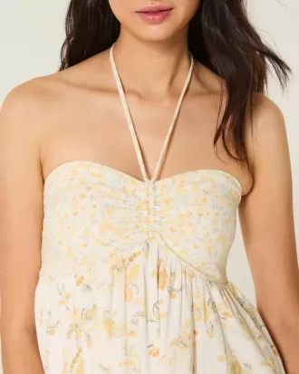 Mini rochie Babydoll cu volane fara bretele