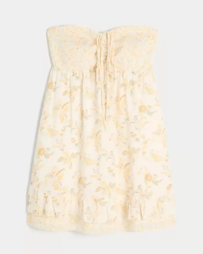 Mini rochie Babydoll cu volane fara bretele Mini rochie Babydoll cu volane fara bretele