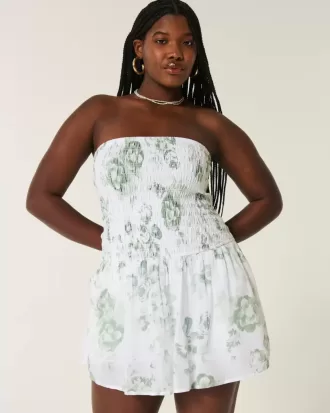 Mini rochie fără bretele cu corset smocked