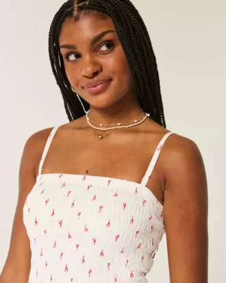 Mini rochie fără bretele cu corset smocked
