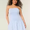 Mini-rochie fără bretele, țesătă din tricot, cu talie căzută