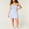 Mini-rochie fără bretele, țesătă din tricot, cu talie căzută