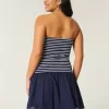 Mini-rochie fără bretele, țesătă din tricot, cu talie căzută