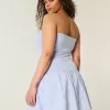 Mini-rochie fără bretele, țesătă din tricot, cu talie căzută