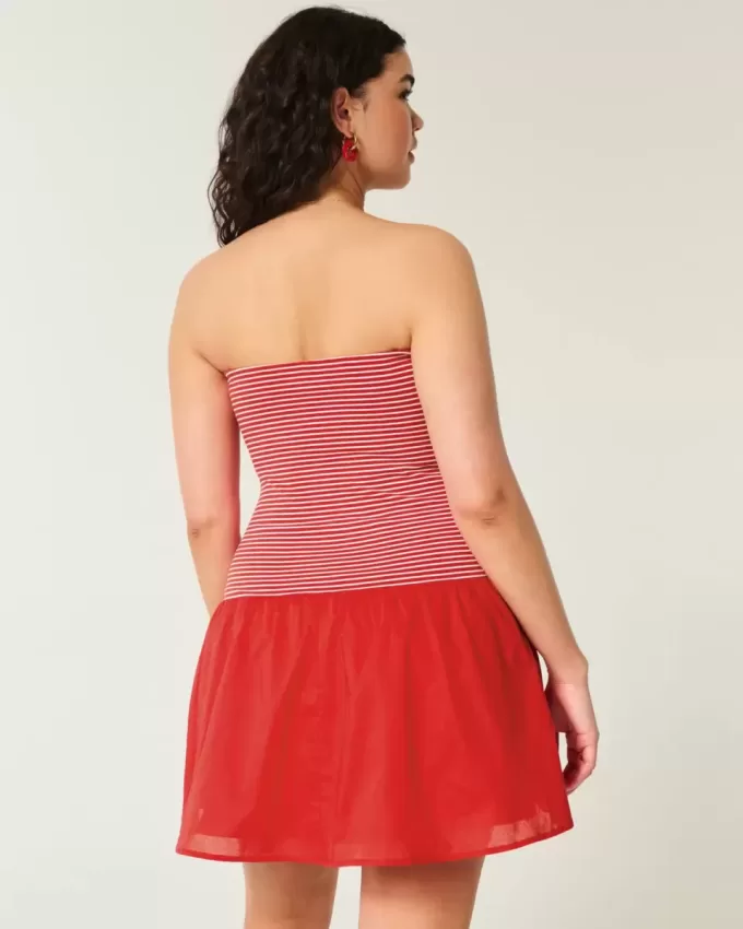 Mini-rochie fără bretele, țesătă din tricot, cu talie căzută Mini-rochie fără bretele, țesătă din tricot, cu talie căzută
