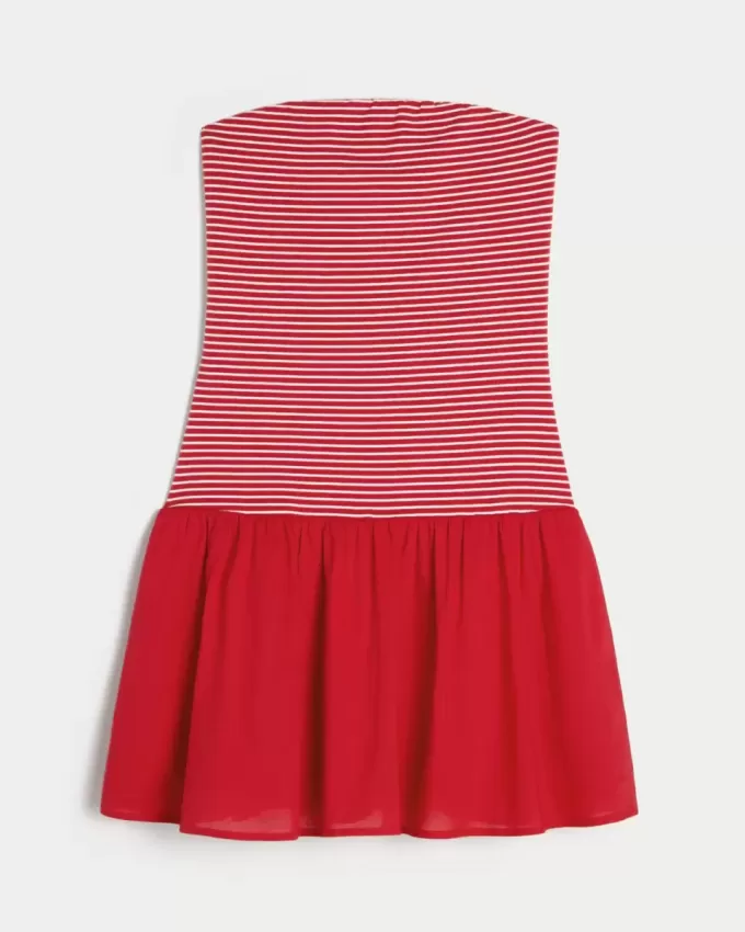 Mini-rochie fără bretele, țesătă din tricot, cu talie căzută Mini-rochie fără bretele, țesătă din tricot, cu talie căzută