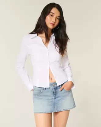 Mini-short din denim cu împrejmuire