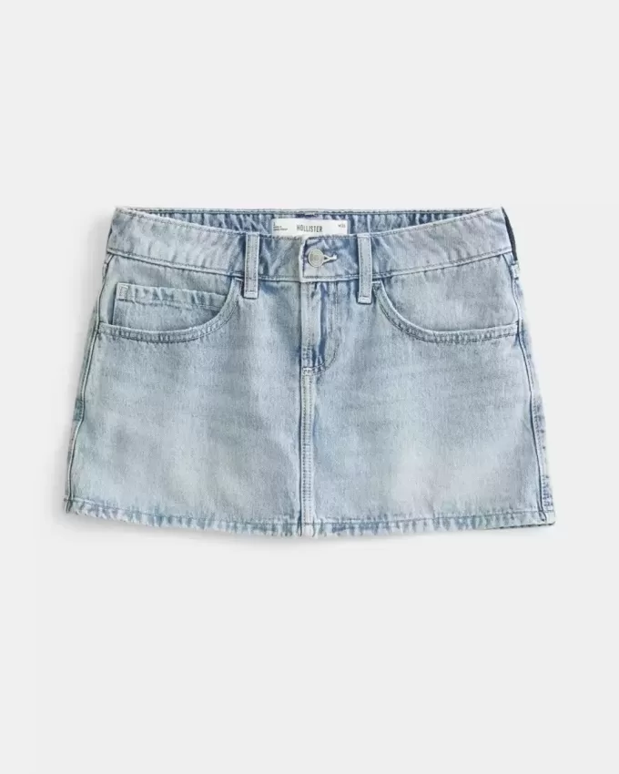 Mini-short din denim cu spalare usoara Mini-short din denim cu spalare usoara