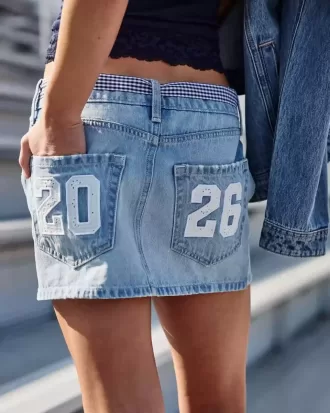 Mini-short din denim din clasa ’26 cu talie joasă