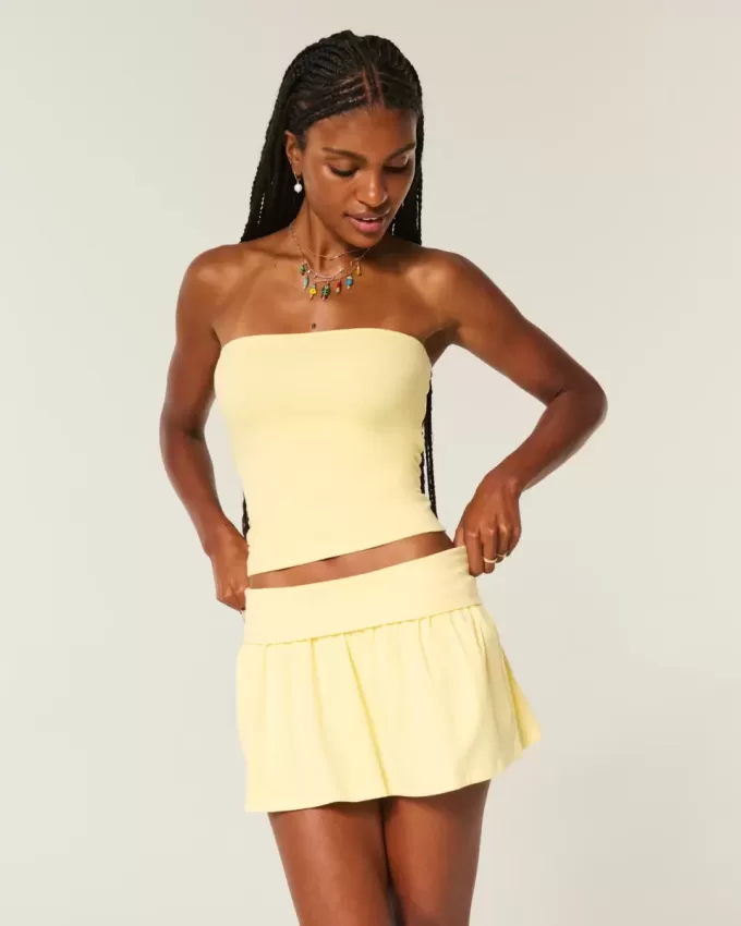 Mini-short pliat din tricot Mini-short pliat din tricot