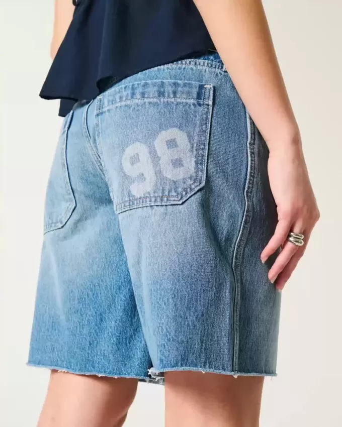 Număr de spălare mediu cu talie joasă Grafic Baggy Jort Număr de spălare mediu cu talie joasă Grafic Baggy Jort