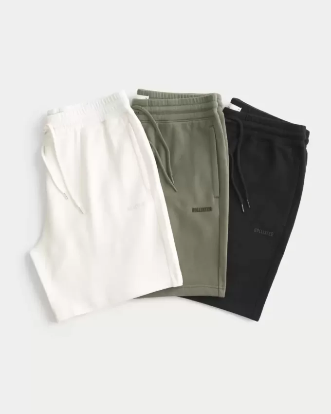 Pachet de 3 pantaloni scurți cu logo din lână deasupra genunchiului