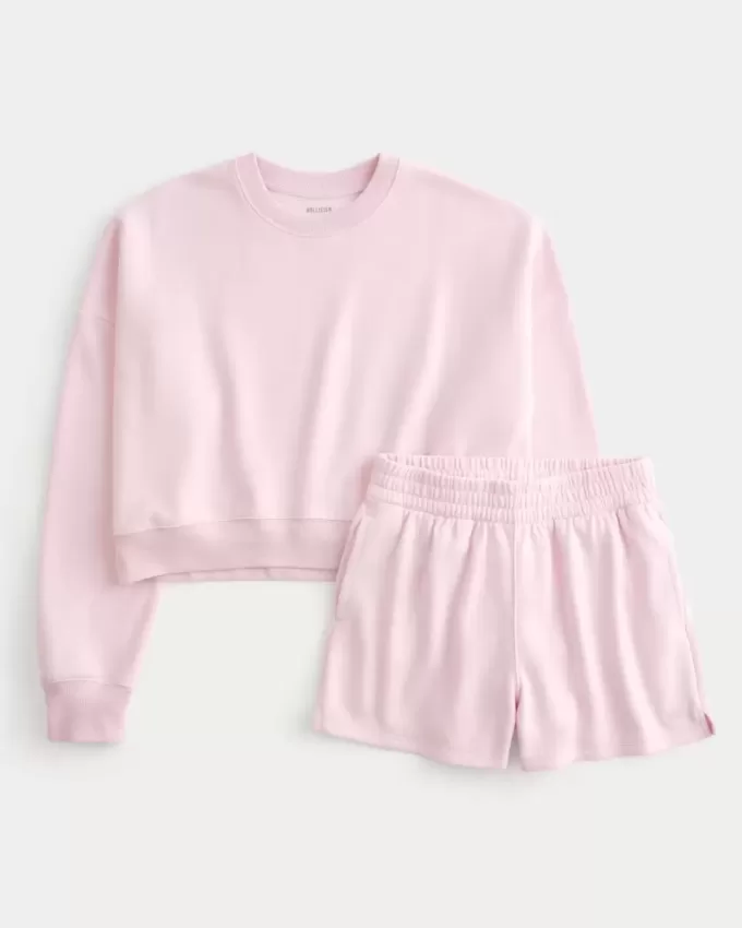 Pachet de hanorac Easy Crew și pantaloni scurți din fleece Pachet de hanorac Easy Crew și pantaloni scurți din fleece