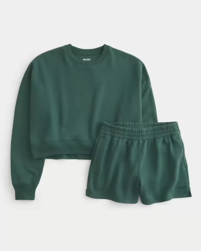 Pachet de hanorac Easy Crew și pantaloni scurți din fleece