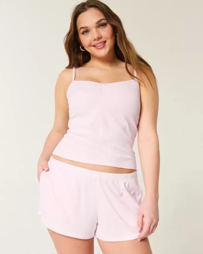 Pantalon scurt Pointelle Bow confortabil Pantalon scurt Pointelle Bow confortabil