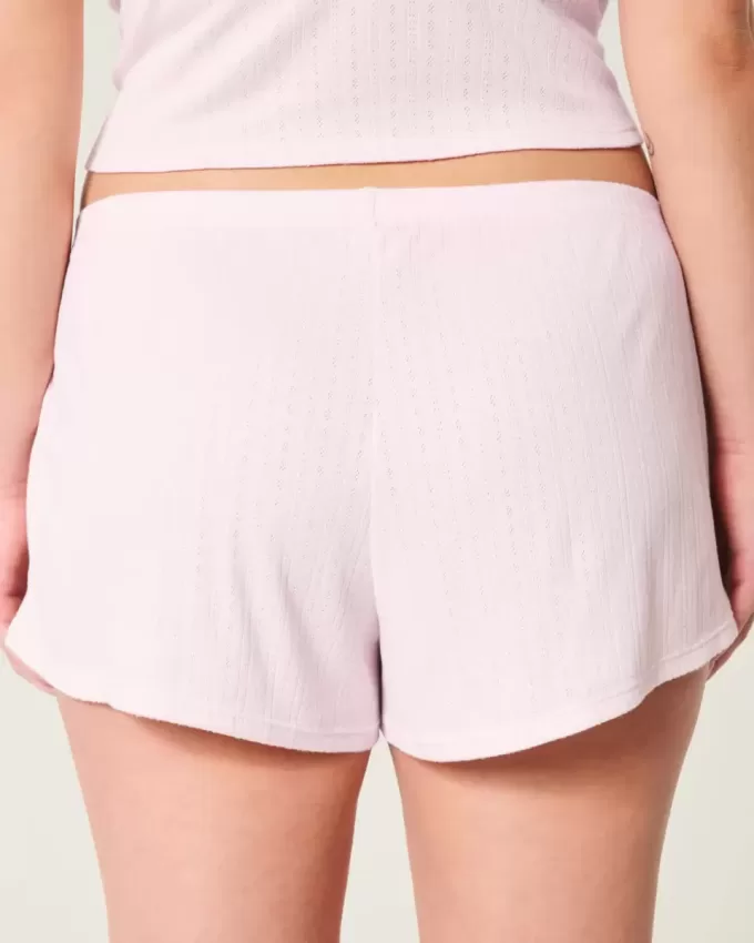 Pantalon scurt Pointelle Bow confortabil Pantalon scurt Pointelle Bow confortabil