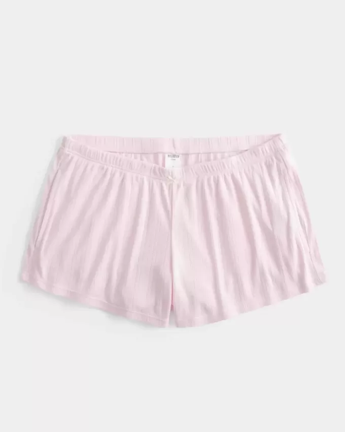 Pantalon scurt Pointelle Bow confortabil Pantalon scurt Pointelle Bow confortabil