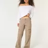 Pantaloni cargo largi cu talie joasă Pantaloni cargo largi cu talie joasă
