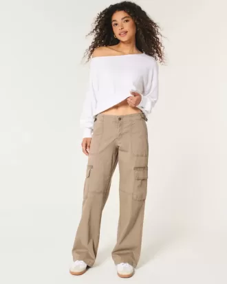 Pantaloni cargo largi cu talie joasă