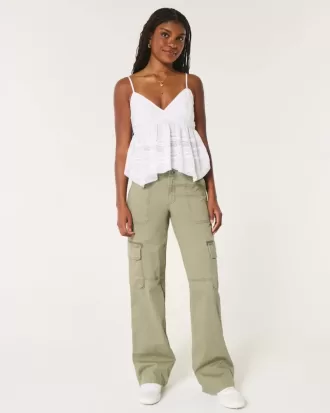 Pantaloni cargo largi cu talie joasă
