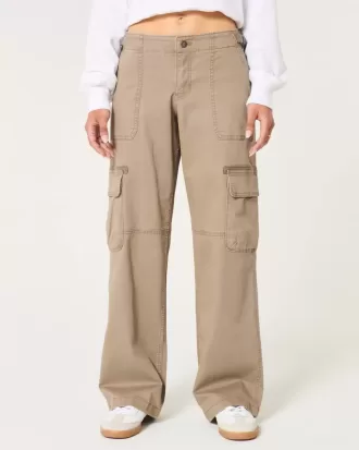 Pantaloni cargo largi cu talie joasă