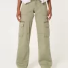 Pantaloni cargo largi cu talie joasă Pantaloni cargo largi cu talie joasă