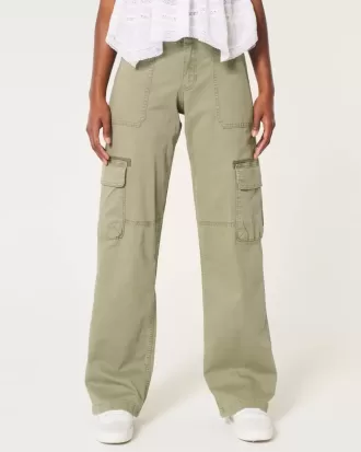 Pantaloni cargo largi cu talie joasă