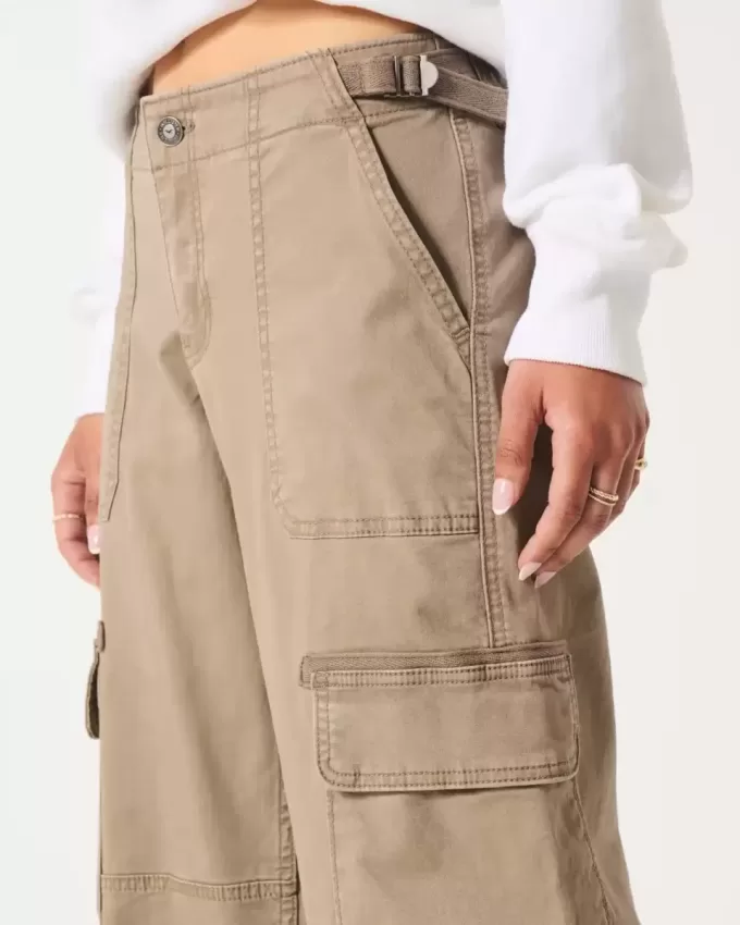 Pantaloni cargo largi cu talie joasă Pantaloni cargo largi cu talie joasă