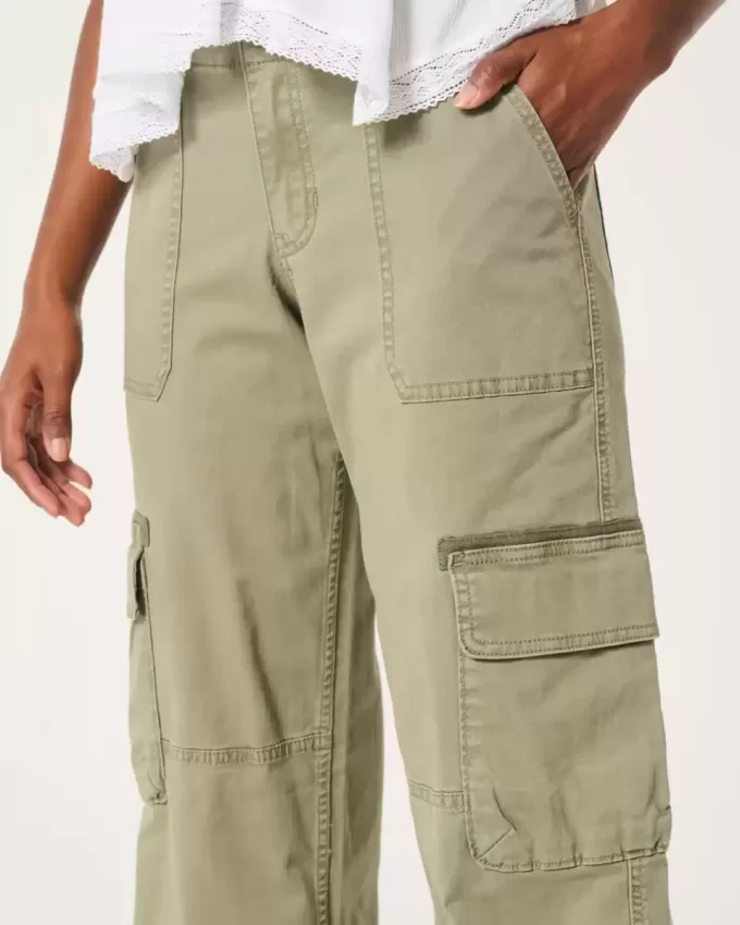 Pantaloni cargo largi cu talie joasă Pantaloni cargo largi cu talie joasă
