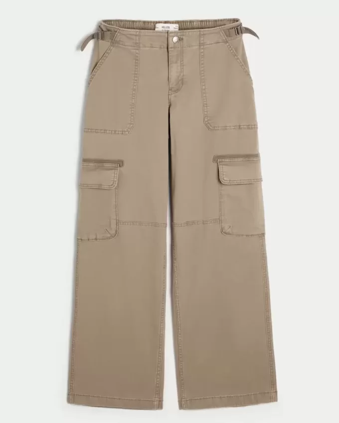 Pantaloni cargo largi cu talie joasă Pantaloni cargo largi cu talie joasă