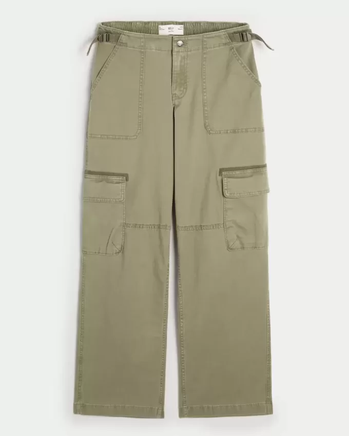 Pantaloni cargo largi cu talie joasă Pantaloni cargo largi cu talie joasă