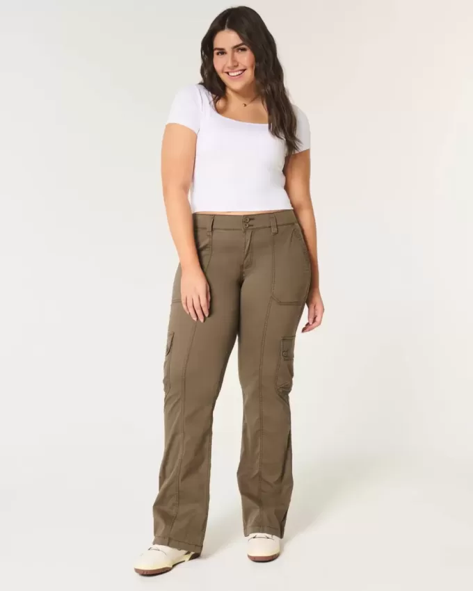 Pantaloni cargo relaxați cu talie medie Pantaloni cargo relaxați cu talie medie