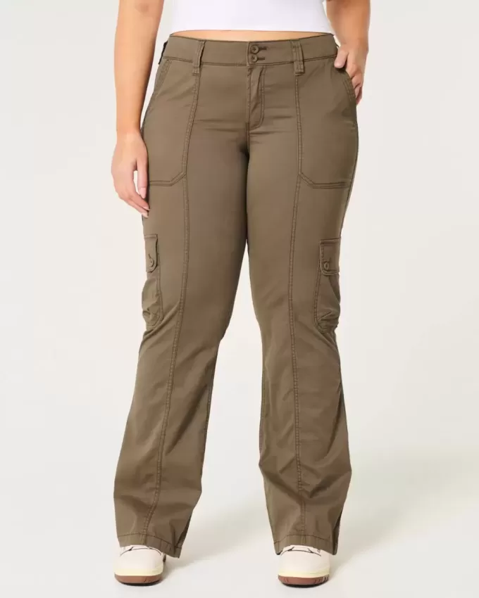 Pantaloni cargo relaxați cu talie medie Pantaloni cargo relaxați cu talie medie
