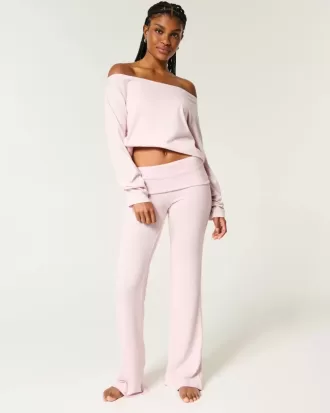 Pantaloni confortabili de dormit cu talie pliabilă