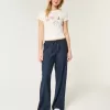 Pantaloni cu picioare largi, cu tragere Pantaloni cu picioare largi, cu tragere