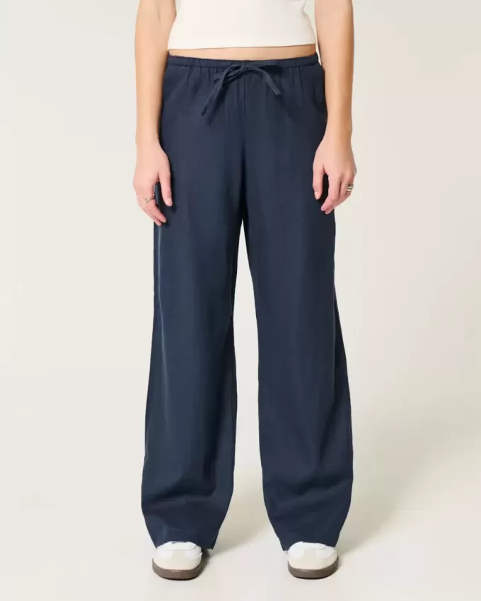 Pantaloni cu picioare largi, cu tragere Pantaloni cu picioare largi, cu tragere