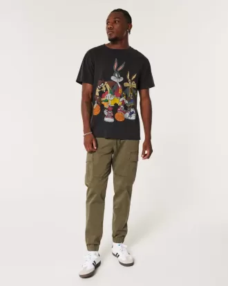 Pantaloni de jogging cargo relaxați din twill