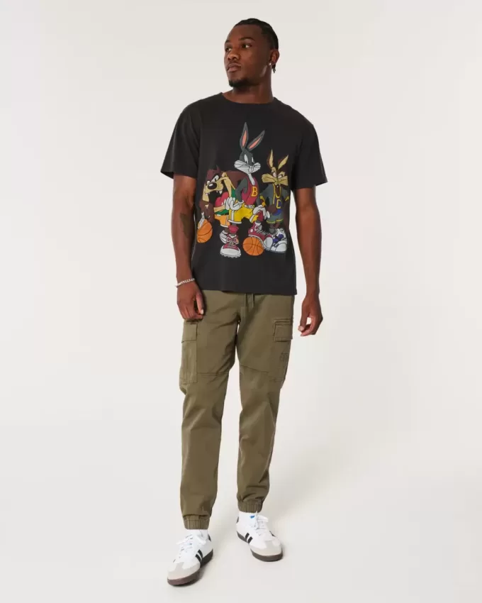 Pantaloni de jogging cargo relaxați din twill