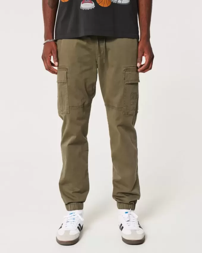 Pantaloni de jogging cargo relaxați din twill