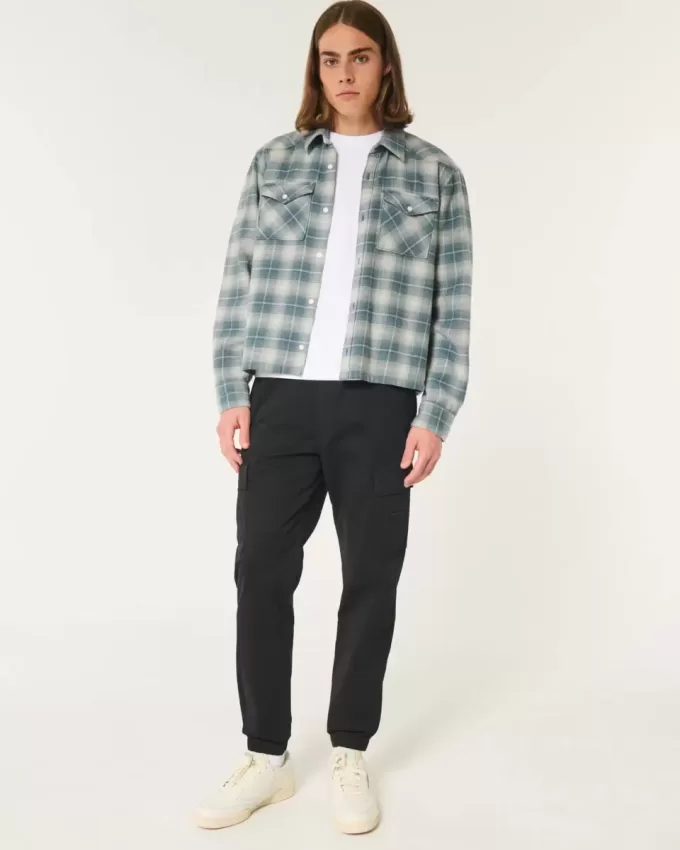 Pantaloni de jogging cargo relaxați din twill