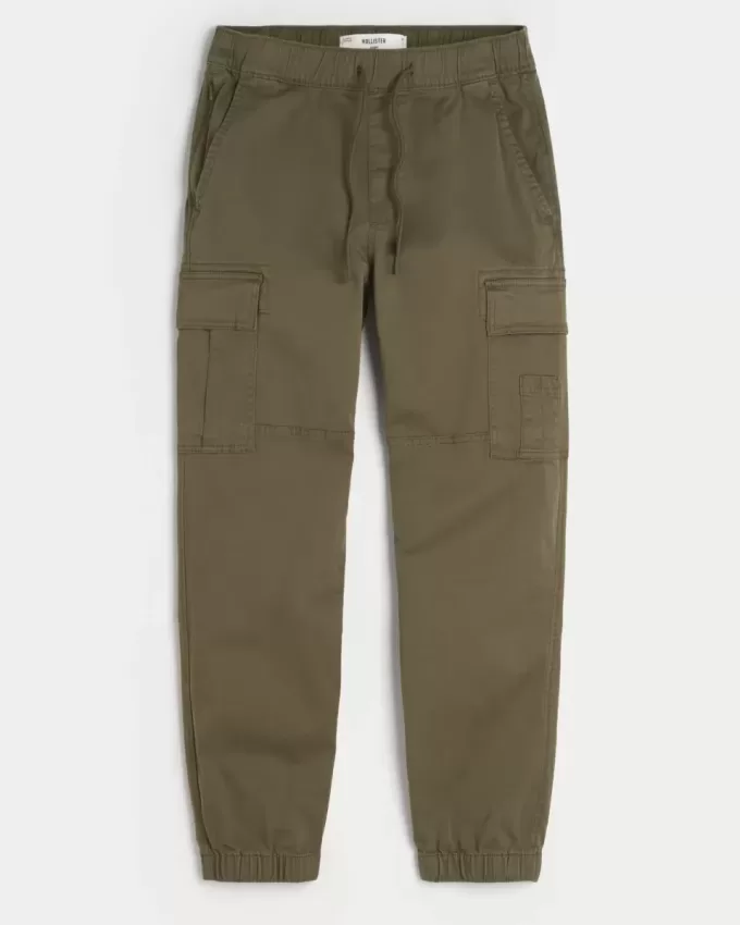Pantaloni de jogging cargo relaxați din twill